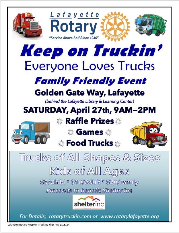 Lafayette Rotary - Keep on Truckin' Family Friendly Event