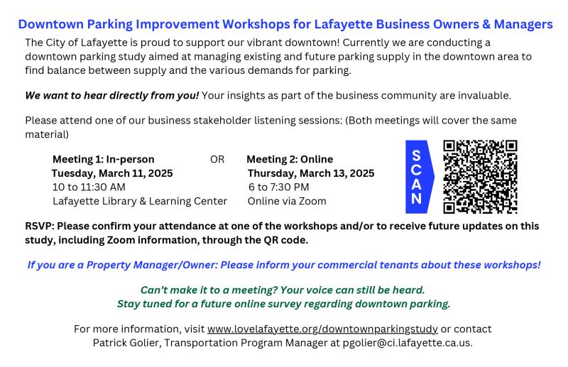 Downtown Parking Improvement Workshops