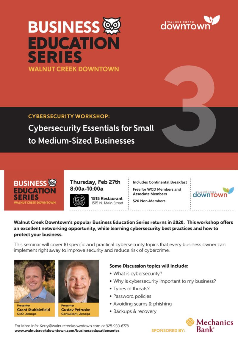 Walnut Creek Business Education Seminar on Cybersecurity